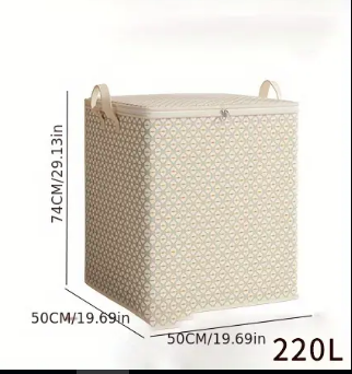 Fabric Storage Box for Quilts, Sheets, Clothes, and Underwear - Portable, Lightweight, and Easy to Carry with Zipper Closure and Handles