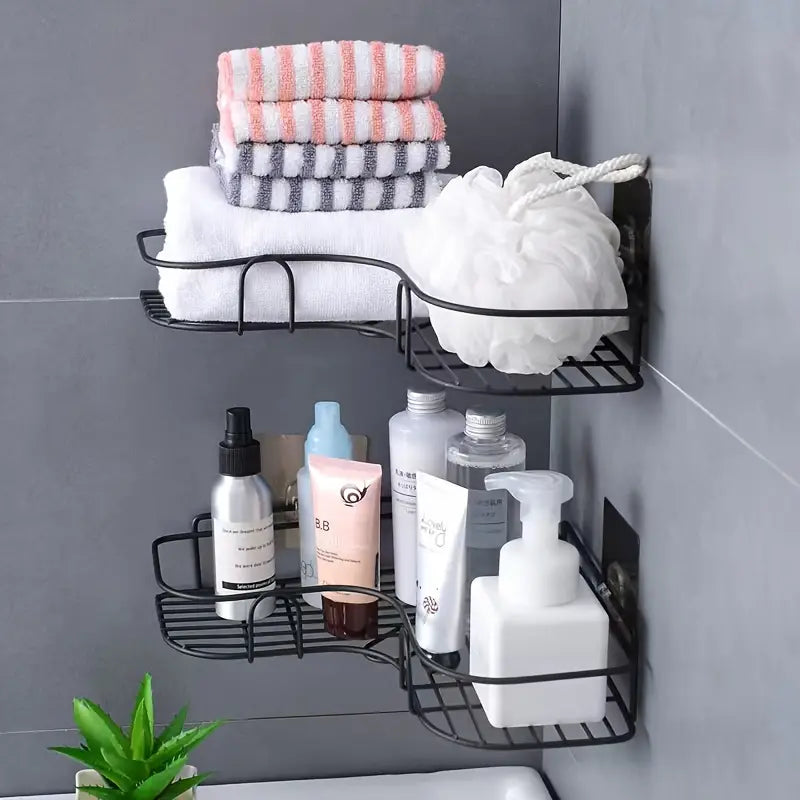 Stainless Steel Corner Shower Rack, Wall Mounted Bathroom Rack