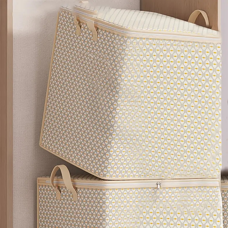 Fabric Storage Box for Quilts, Sheets, Clothes, and Underwear - Portable, Lightweight, and Easy to Carry with Zipper Closure and Handles